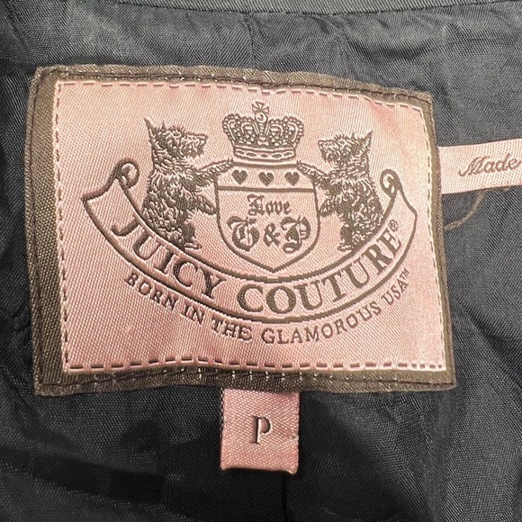 Juicy Couture Black Double Breasted Military Style Jacket Coat Size P - Picture 2 of 2